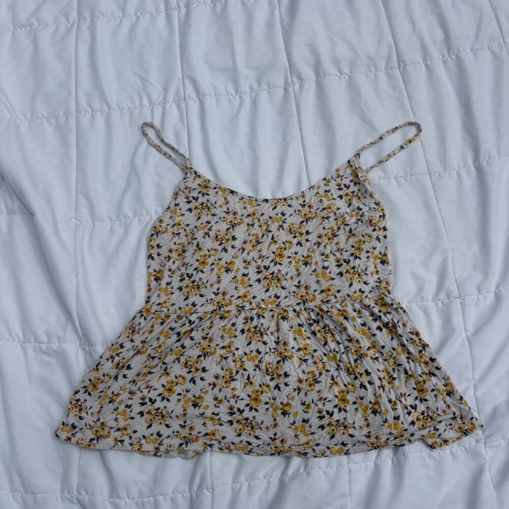 Floral white tank top, women's